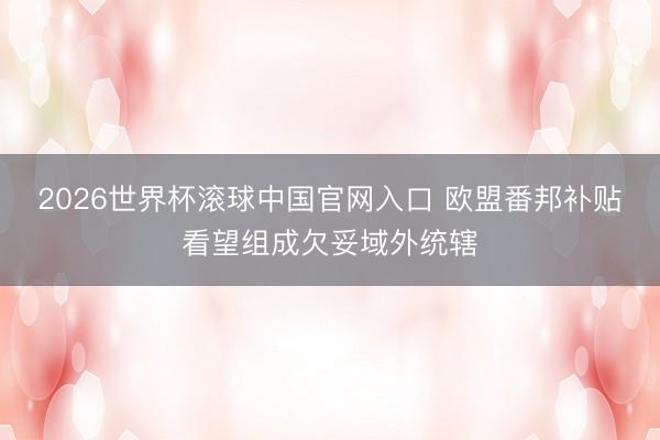 2026世界杯滾球中國官網入口 歐盟番邦補貼看望組成欠妥域外統轄