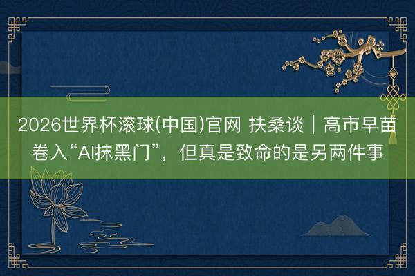 2026世界杯滾球(中國)官網 扶桑談｜高市早苗卷入“AI抹黑門”，但真是致命的是另兩件事