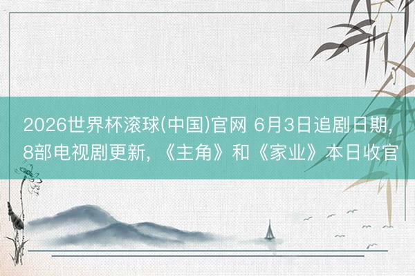 2026世界杯滾球(中國)官網(wǎng) 6月3日追劇日期， 8部電視劇更新， 《主角》和《家業(yè)》本日收官