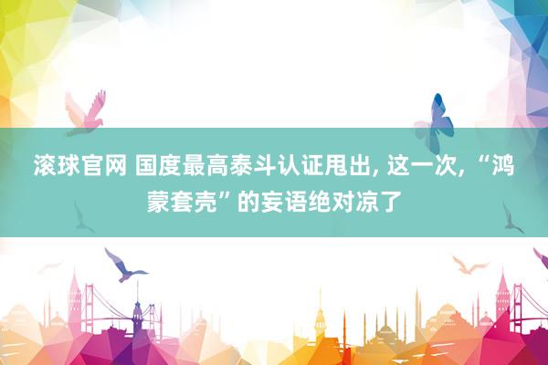 滾球官網 國度最高泰斗認證甩出, 這一次, “鴻蒙套殼”的妄語絕對涼了