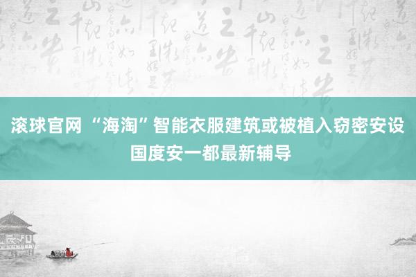 滾球官網 “海淘”智能衣服建筑或被植入竊密安設 國度安一都最新輔導